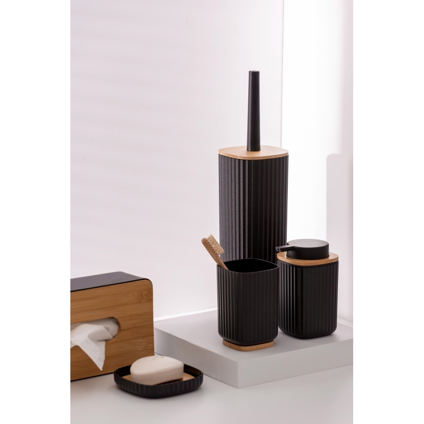 WENKO 25304100 - WC set ROTELLO 10x36 cm černá/hnědá