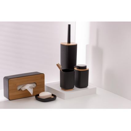 WENKO 25304100 - WC set ROTELLO 10x36 cm černá/hnědá