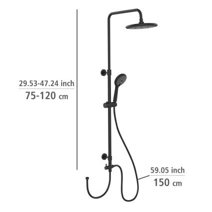 WENKO 25311100 - Sprchový set WATERSAVING SYSTEM 120 cm černá