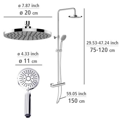 WENKO 25483100 - Sprchový systém WATERSAVING SYSTEM 120 cm lesklý chrom