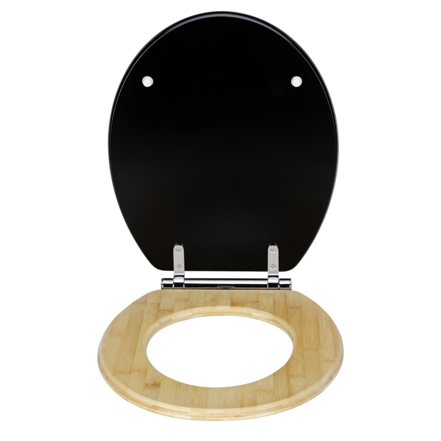 WENKO 25772100 - WC sedátko BAMBUZA 37x44 cm černá/hnědá/lesklý chrom