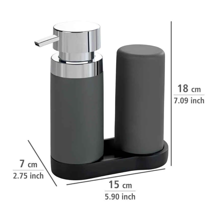 WENKO 54735100 - Mycí stanice EASY SQUEEZ-E 15x18 cm šedá/šedá