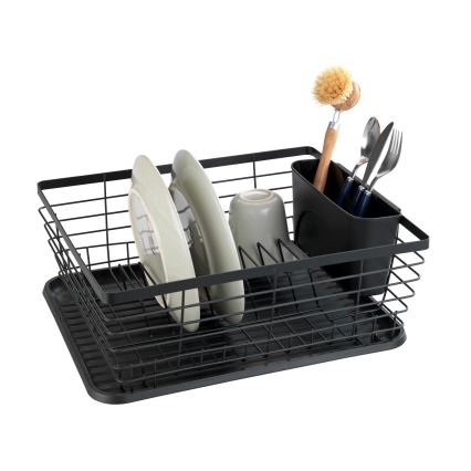 WENKO 54766100 - Odkapávač nádobí BLACK OUTDOOR KITCHEN 36x30 cm černá/černá