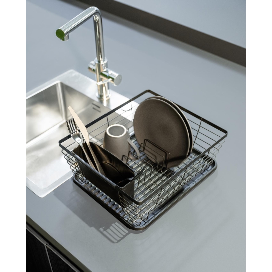 WENKO 54766100 - Odkapávač nádobí BLACK OUTDOOR KITCHEN 36x30 cm černá/černá