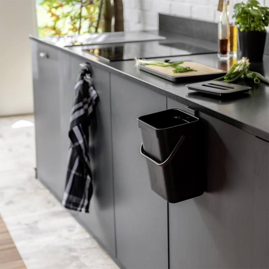 WENKO 55027100 - Odpadkový koš BLACK OUTDOOR KITCHEN 19x24 cm černá/šedá/čirá