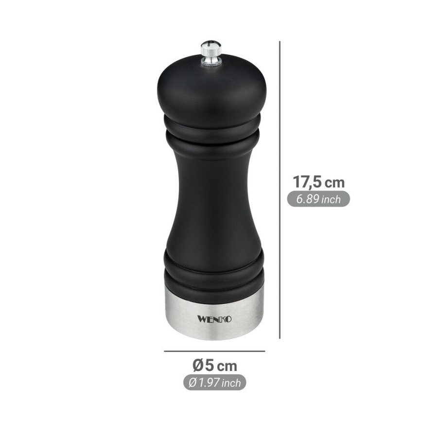 WENKO 55083100-Mlýnek na pepř BLACK OUTDOOR KITCHEN 5x17,5 cm černá/bílá