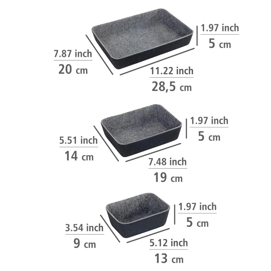 WENKO 64502100 - Organizér zásuvky FELT 28,5x20 cm šedá