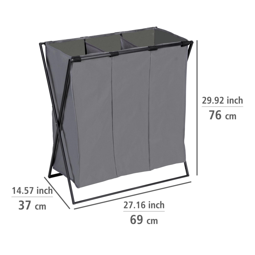 WENKO 71297800 - Koš na prádlo TRIO 69x76 cm šedá/černá