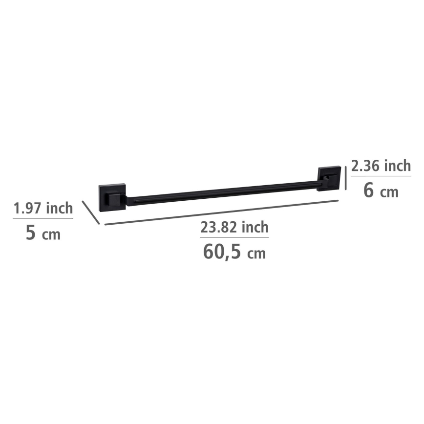 WENKO 71445800 - Ručníková tyč VACUUM-LOC QUADRO ED 60,5x6 cm černá