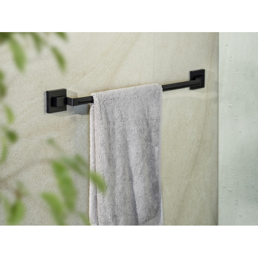 WENKO 71445800 - Ručníková tyč VACUUM-LOC QUADRO ED 60,5x6 cm černá