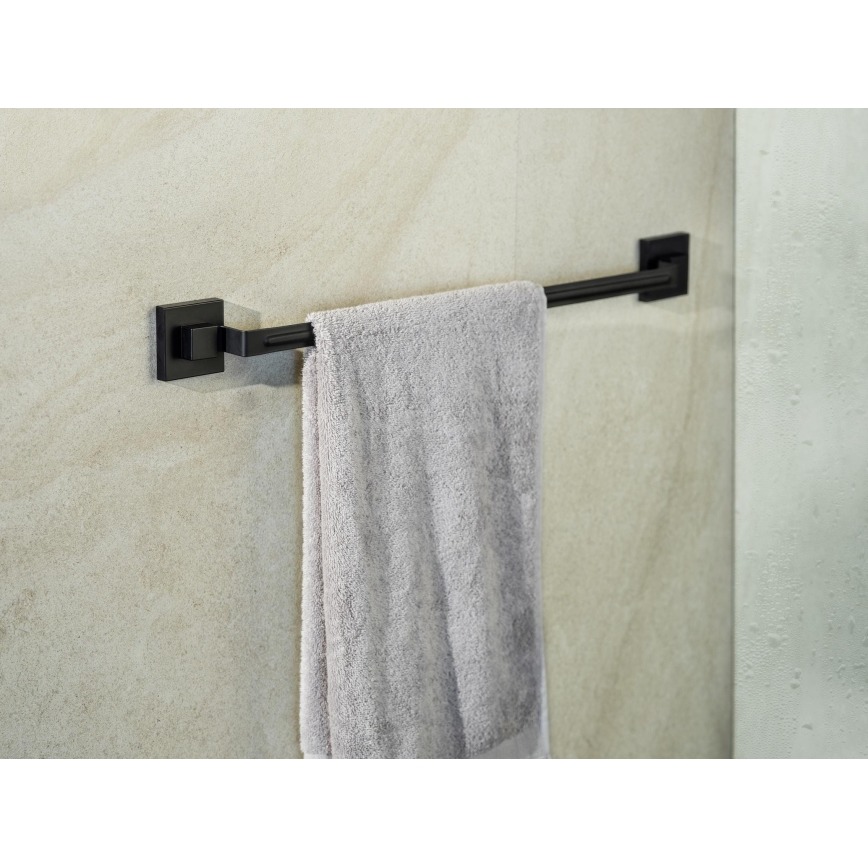 WENKO 71445800 - Ručníková tyč VACUUM-LOC QUADRO ED 60,5x6 cm černá