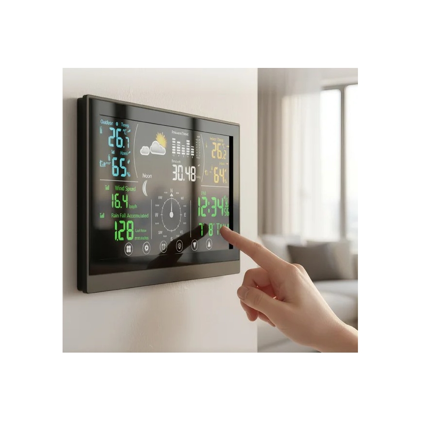 Winner Group - Dotyková meteostanice s LCD barevným displejem 5V/3xAAA + 6xAA