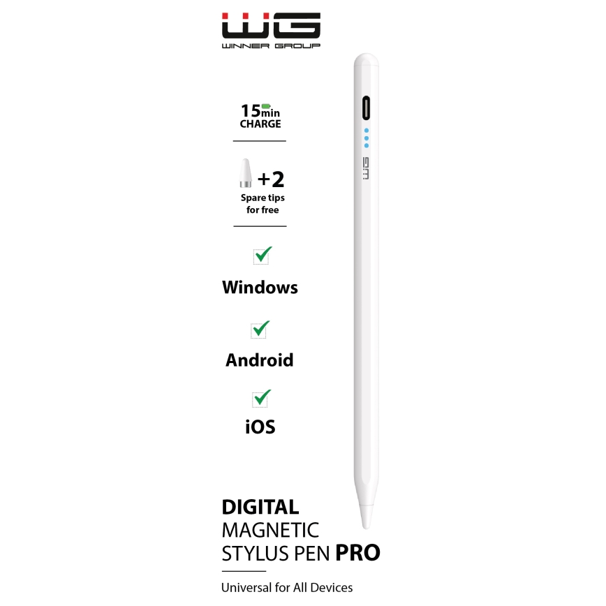Winner Group - Magnetické dotykové pero stylus bílá 100 mAh
