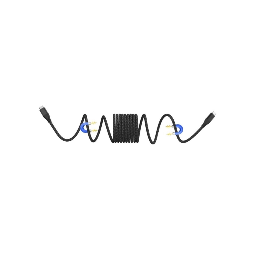 Winner Group - Magnetický USB kabel USB-C / USB-C 60W 1m černá