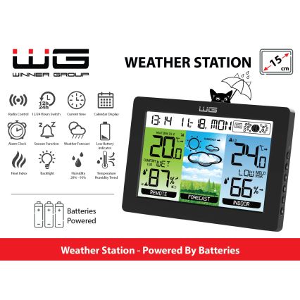Winner Group - Meteostanice s LCD displejem a budíkem 5xAAA