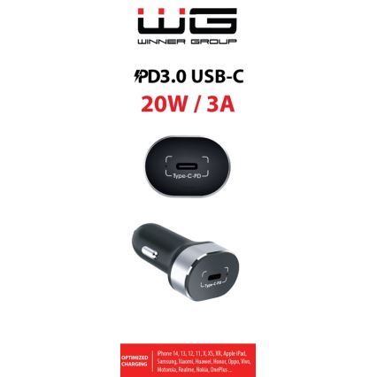 Winner Group - Nabíječka do auta 1xUSB-C Power Delivery 20W černá
