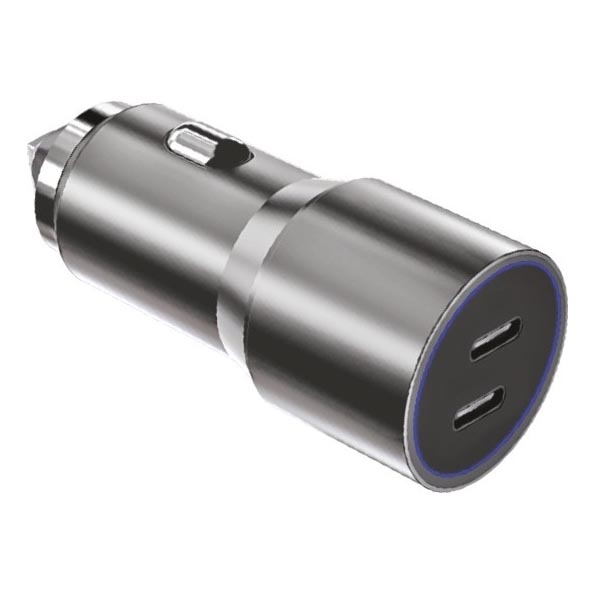 Winner Group - Nabíječka do auta 2xUSB-C Power Delivery 60W stříbrná