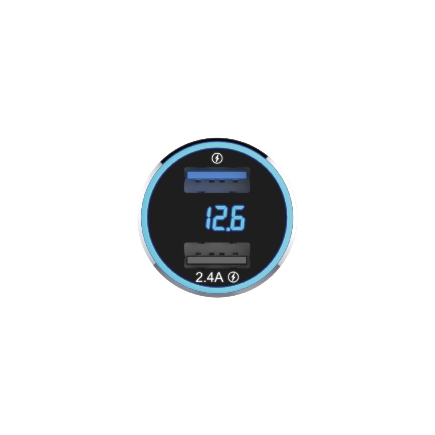Winner Group - Nabíječka do auta s displejem 2xUSB-A Power Delivery 30W černá
