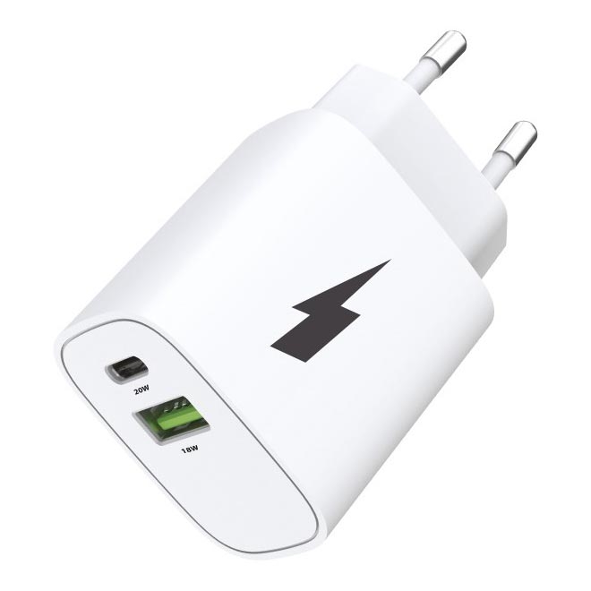 Winner Group - Rychlonabíjecí adaptér 1xUSB-C + 1xUSB-A Power Delivery 20W bílá