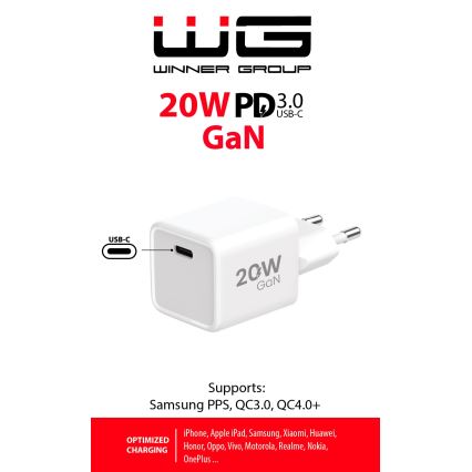 Winner Group - Rychlonabíjecí adaptér 1xUSB-C Power Delivery 20W bílá