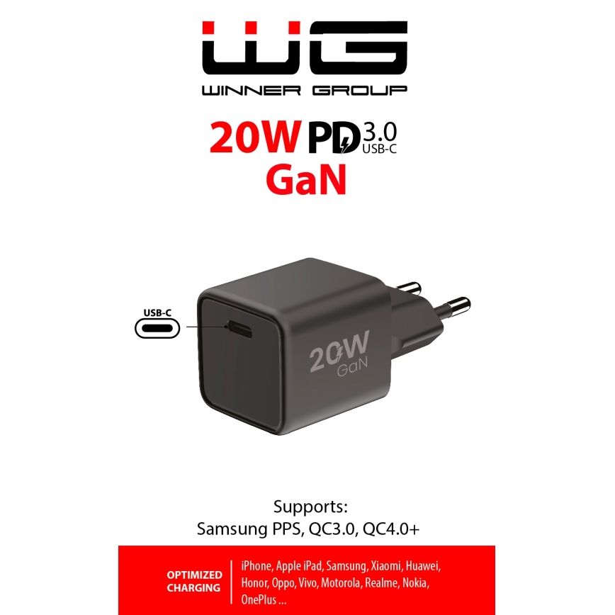 Winner Group - Rychlonabíjecí adaptér 1xUSB-C Power Delivery 20W černá