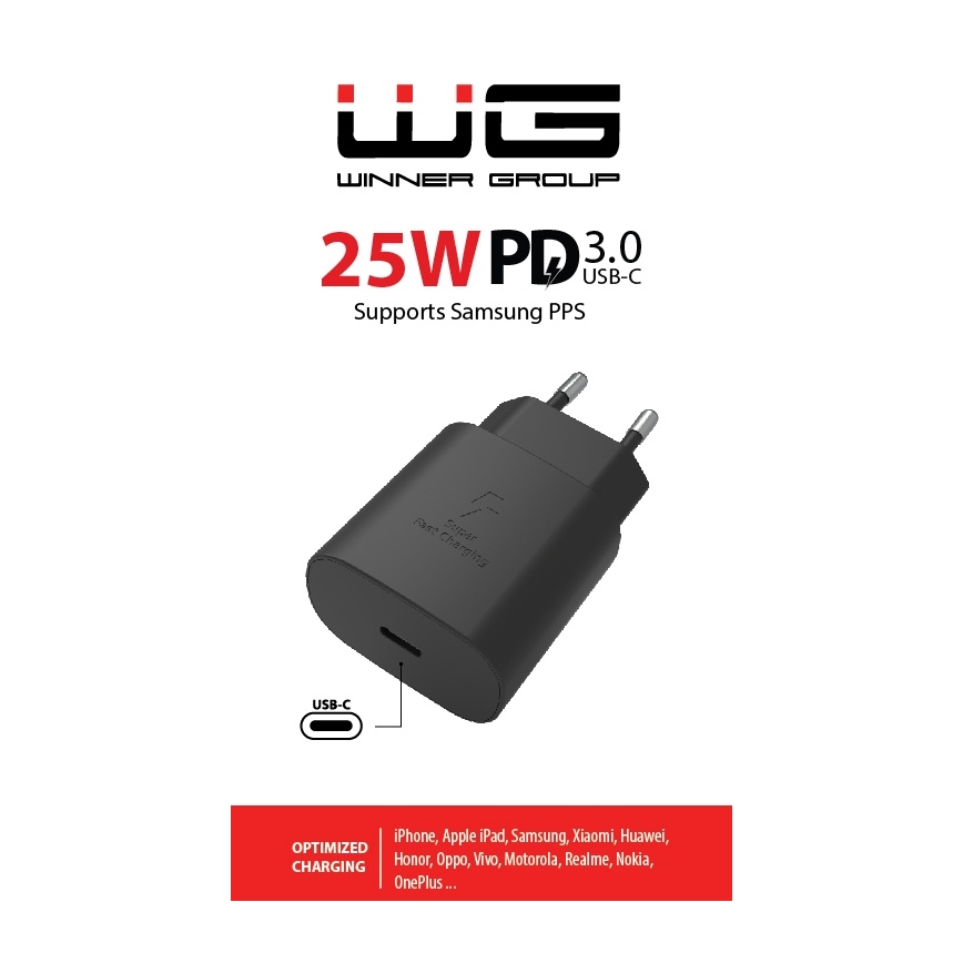 Winner Group - Rychlonabíjecí adaptér 1xUSB-C Power Delivery 25W černá