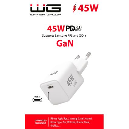 Winner Group - Rychlonabíjecí adaptér 1xUSB-C Power Delivery 45W bílá