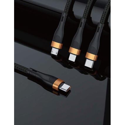 Winner Group -USB kabel 3v1 USB-C / Lightning, USB-C a Micro USB 100W 1,5m černá