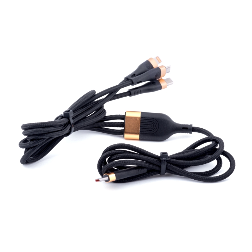 Winner Group -USB kabel 3v1 USB-C / Lightning, USB-C a Micro USB 100W 1,5m černá