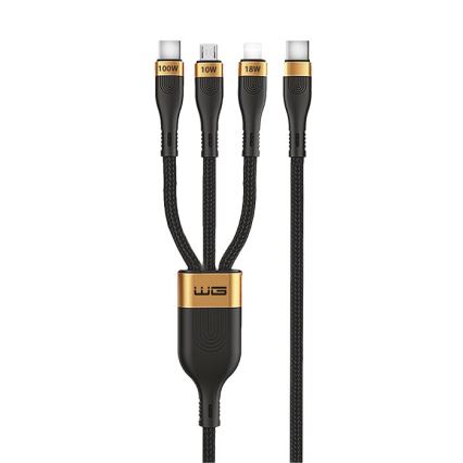 Winner Group -USB kabel 3v1 USB-C / Lightning, USB-C a Micro USB 100W 1,5m černá