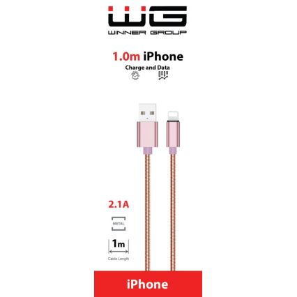 Winner Group - USB kabel Lightning / USB-A 1m růžová