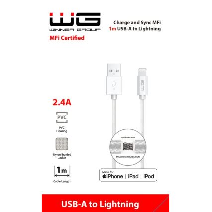Winner Group - USB kabel MFI Lightning / USB-A 1m bílá