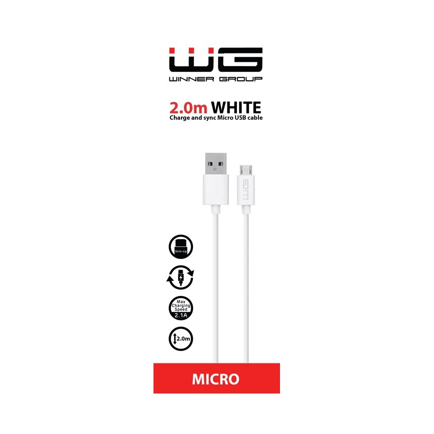 Winner Group - USB kabel Micro USB / USB-A 2m bílá