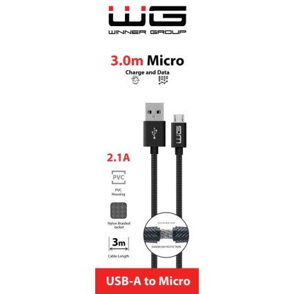 Winner Group - USB kabel Micro USB / USB-A 3m černá