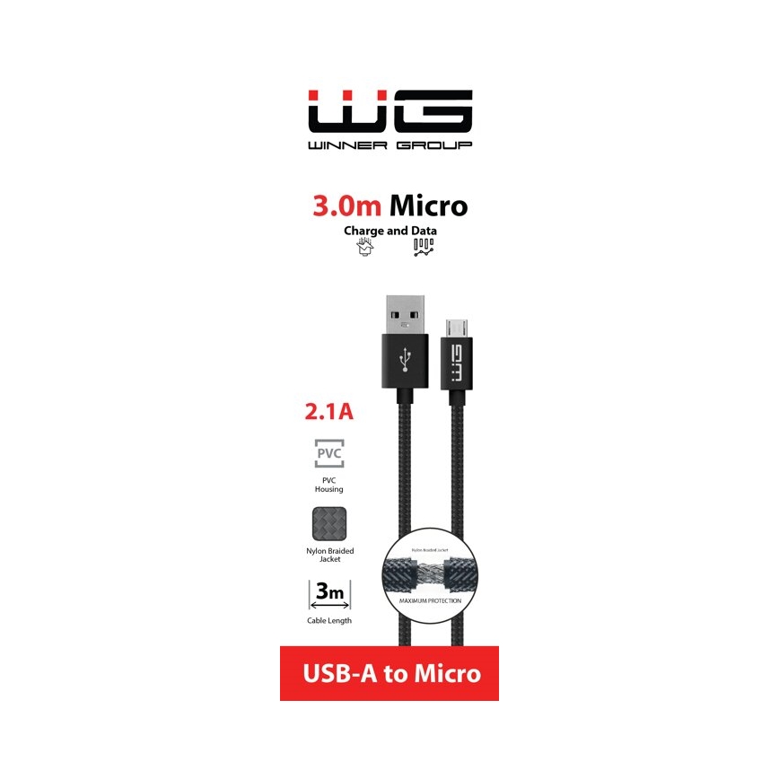 Winner Group - USB kabel Micro USB / USB-A 3m černá