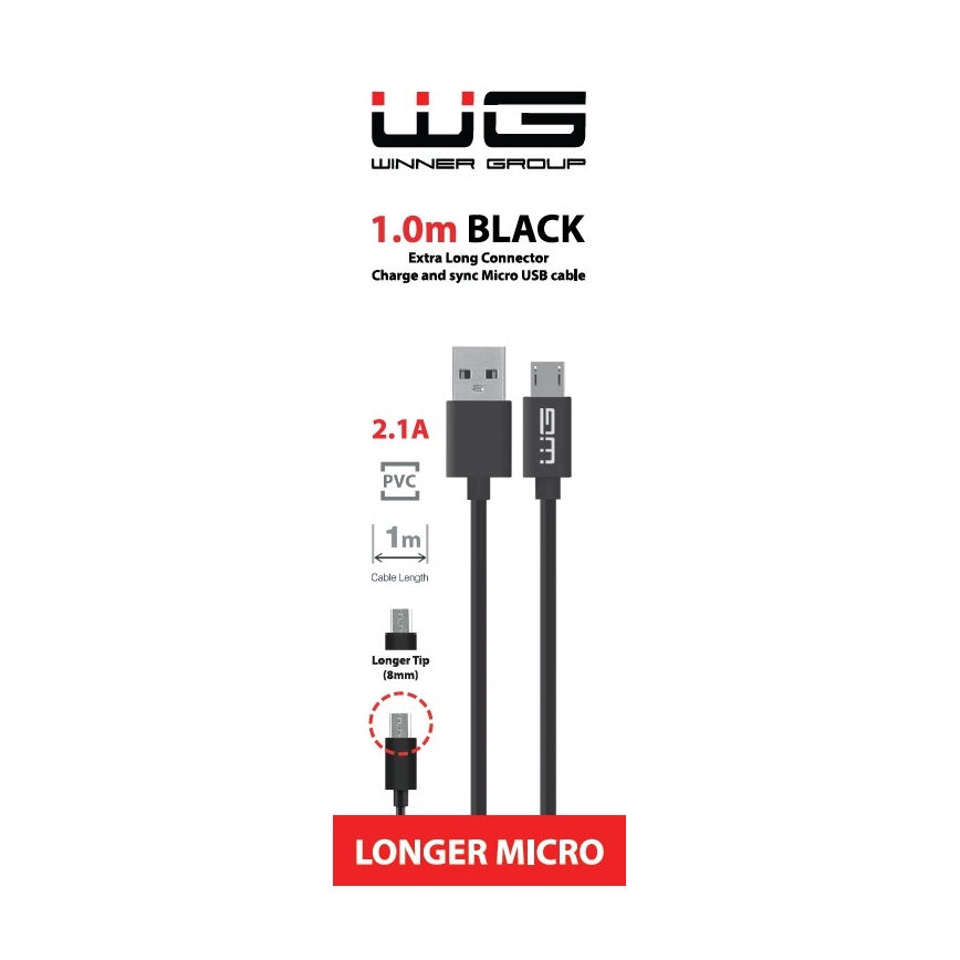 Winner Group - USB kabel prodloužený Micro USB / USB-A 1m černá