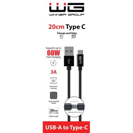 Winner Group - USB kabel USB-C / USB-A 20cm černá