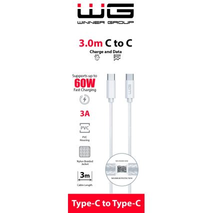 Winner Group - USB kabel USB-C / USB-C 60W 3m bílá