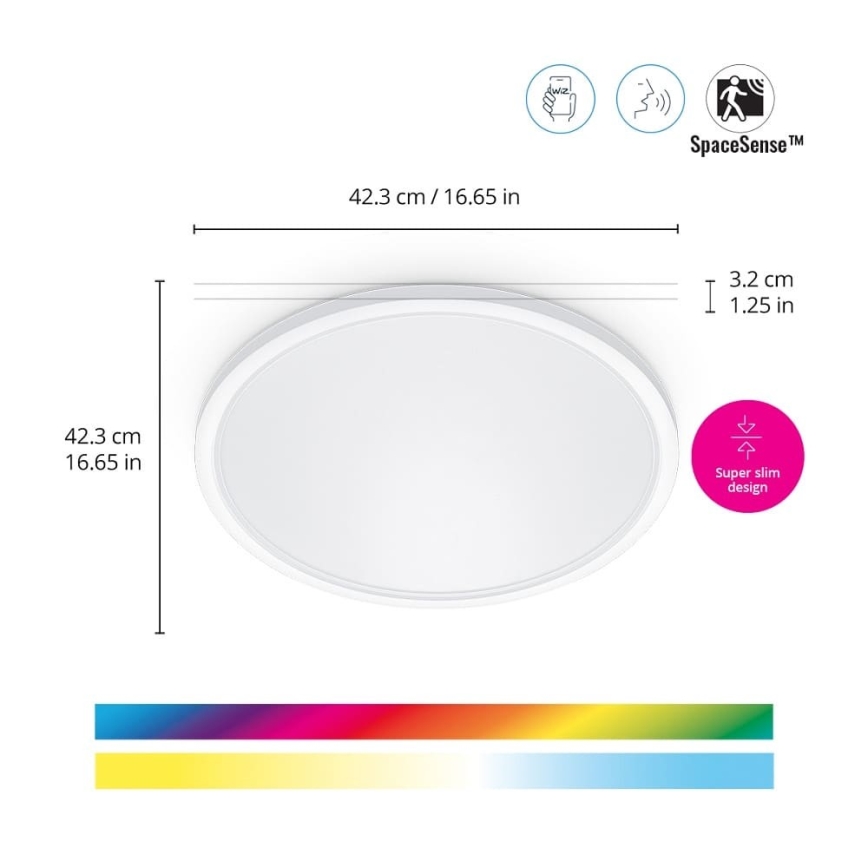WiZ - LED RGB Stmívatelné stropní svítidlo SUPERSLIM LED/22W/230V 2700-6500K Wi-Fi bílá