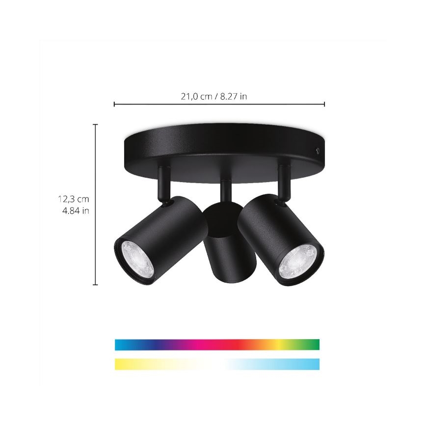 WiZ - LED RGBW Stmívatelné bodové svítidlo IMAGEO 3xGU10/4,9W/230V 2200-6500K Wi-Fi CRI 90 černá