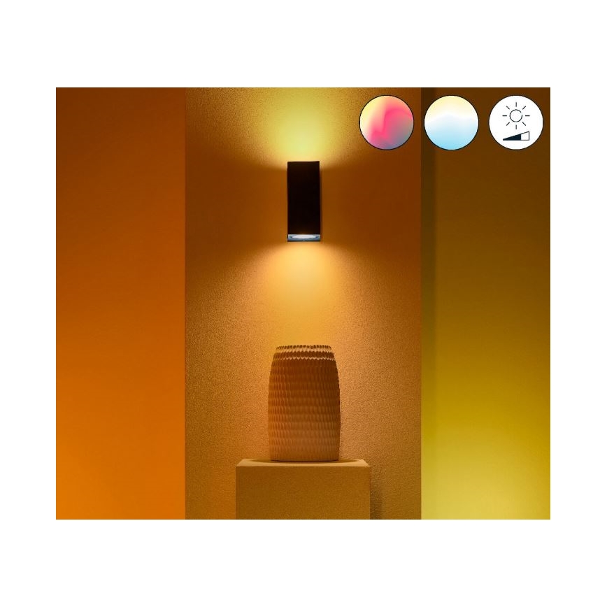 WiZ -LED RGBW Stmívatelné nástěnné svítidlo UP&DOWN 2xGU10/4,7W/230V 2200-6500K Wi-Fi CRI 90 černá