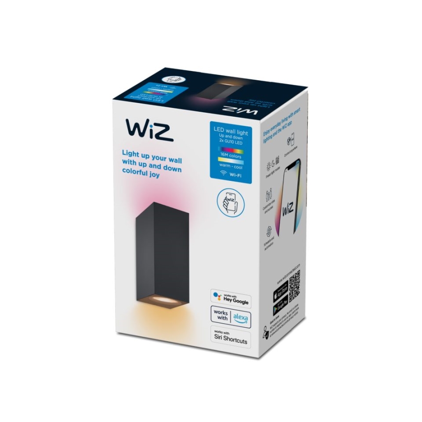 WiZ -LED RGBW Stmívatelné nástěnné svítidlo UP&DOWN 2xGU10/4,7W/230V 2200-6500K Wi-Fi CRI 90 černá