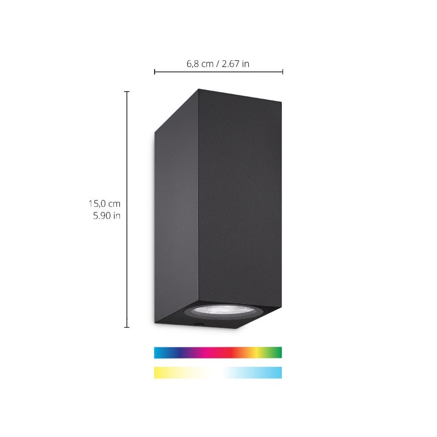 WiZ -LED RGBW Stmívatelné nástěnné svítidlo UP&DOWN 2xGU10/4,7W/230V 2200-6500K Wi-Fi CRI 90 černá