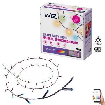WiZ - LED RGBW Stmívatelný venkovní řetěz 160xLED 20m IP44 2700-5000K Wi-Fi