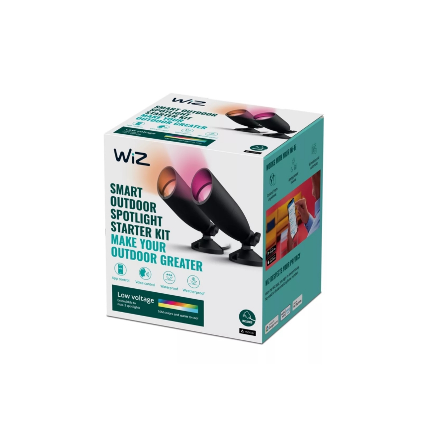 WiZ - SADA 2x LED RGBW Stmívatelné venkovní svítidlo SPOT LED/10W/230V 2700-5000K IP65 Wi-Fi