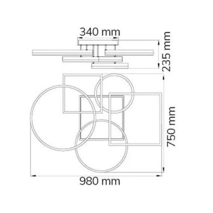 Wofi 11981 - LED Stmívatelný přisazený lustr VAASA LED/80W/230V