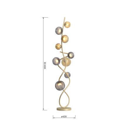 Wofi 3015-904 - LED Stojací lampa METZ 9xG9/3,5W/230V zlatá/šedá