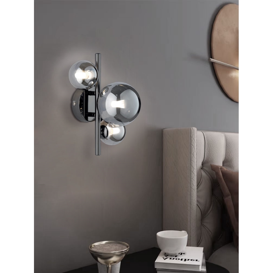 Wofi 4014.03.24.9000 - LED Nástěnné svítidlo VILLA 3xG9/3W/230V černá/lesklý chrom