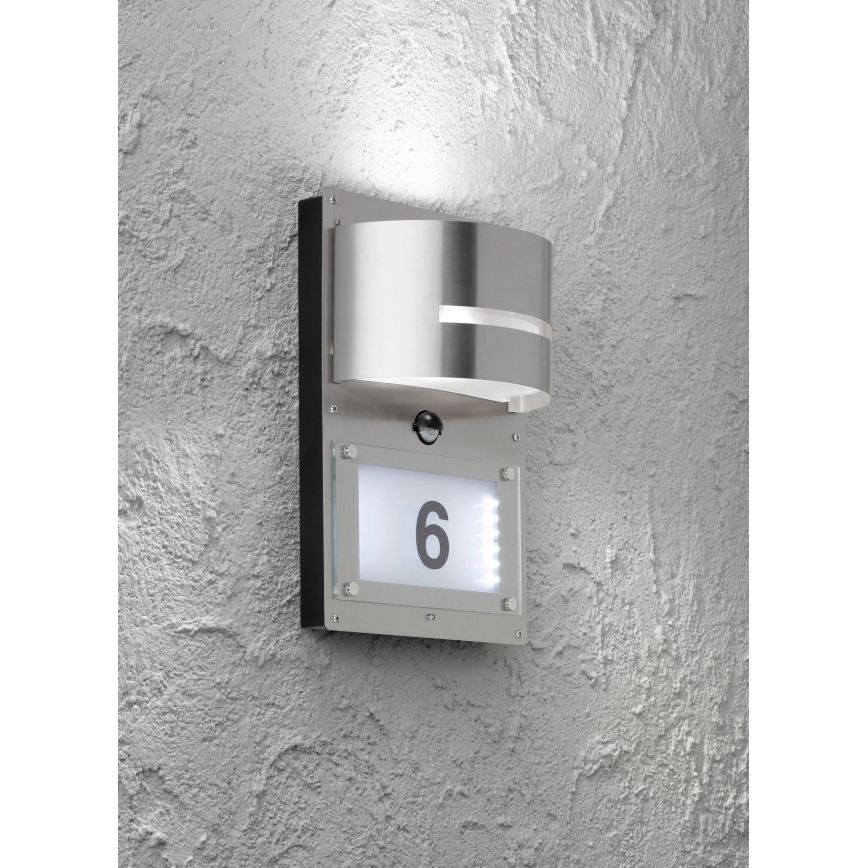 Wofi 4046.02.97.7000 - LED Domovní číslo se senzorem MARVEL 1xE27/13W/230V + LED/1,7W IP44