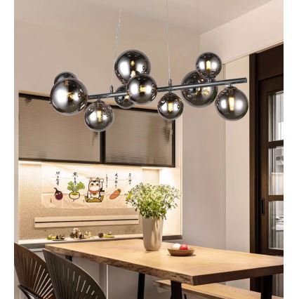 Wofi 6014.10.24.9000 - LED Lustr na lanku VILLA 10xG9/3W/230V černá/lesklý chrom